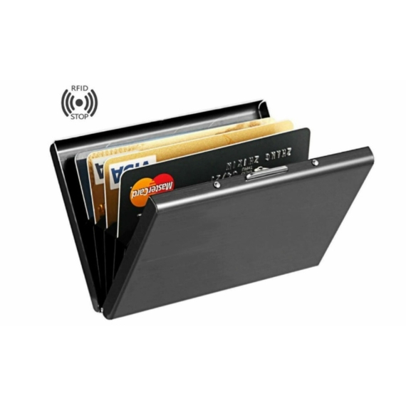 Alumínium tokos pénztárca, hitelkártya tartó RFID-ellenes védelemmel, biztonsági pénztárca