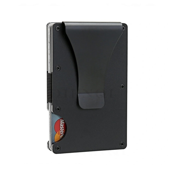 Fém betét- és hitelkártya tartó RFID-ellenes védelemmel / fekete