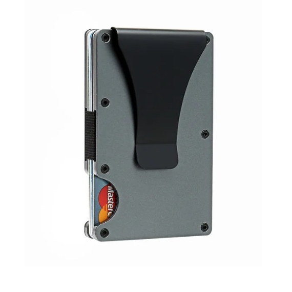 Fém betét- és hitelkártya tartó RFID-ellenes védelemmel / szürke