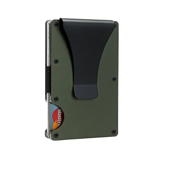 Fém betét- és hitelkártya tartó RFID-ellenes védelemmel / zöld